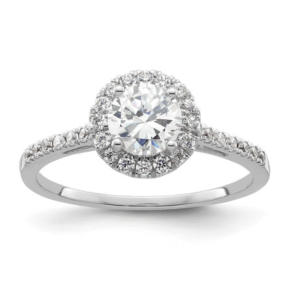 14K White Gold Halo (Holds 3/4 carat (5.8mm) Round Center) 1/4 carat Diamond Semi-mount Engagement Ring