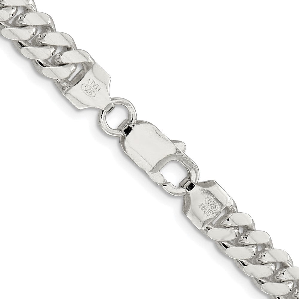 Sterling Silver Rhodium-plated 7.0mm Polished Domed Curb 22 Inch Chain