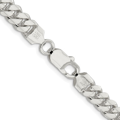 Sterling Silver Rhodium-plated 7.0mm Polished Domed Curb 22 Inch Chain