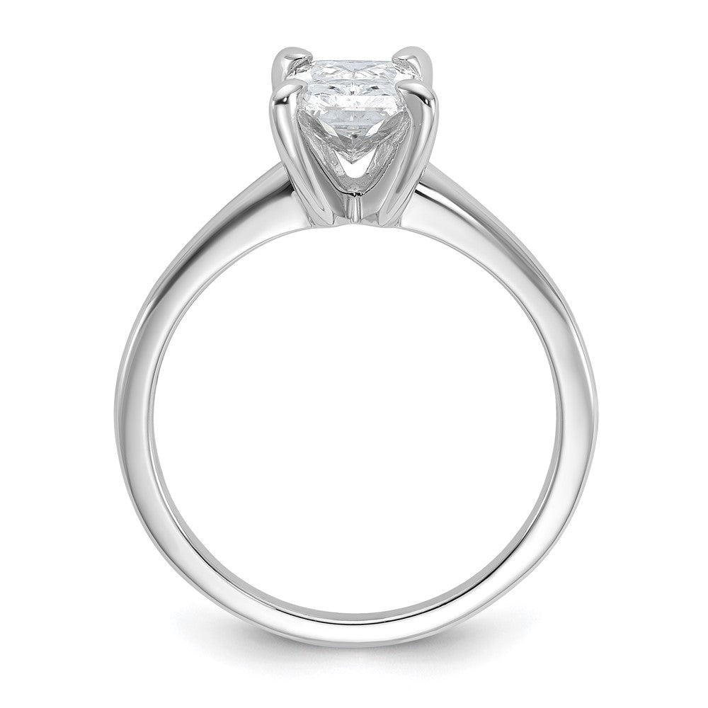 14K White Gold 1 1/2 carat Certified Lab Grown Diamond VS+ F+ Radiant Solitaire Complete Engagement Ring
