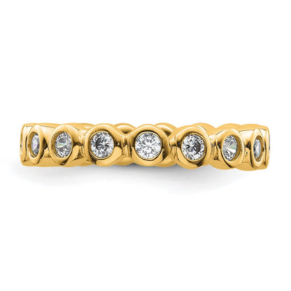 14K Yellow Gold Polished Size 4.5 Bezel-set 1/2 carat Diamond Complete Eternity Wedding Band Ring
