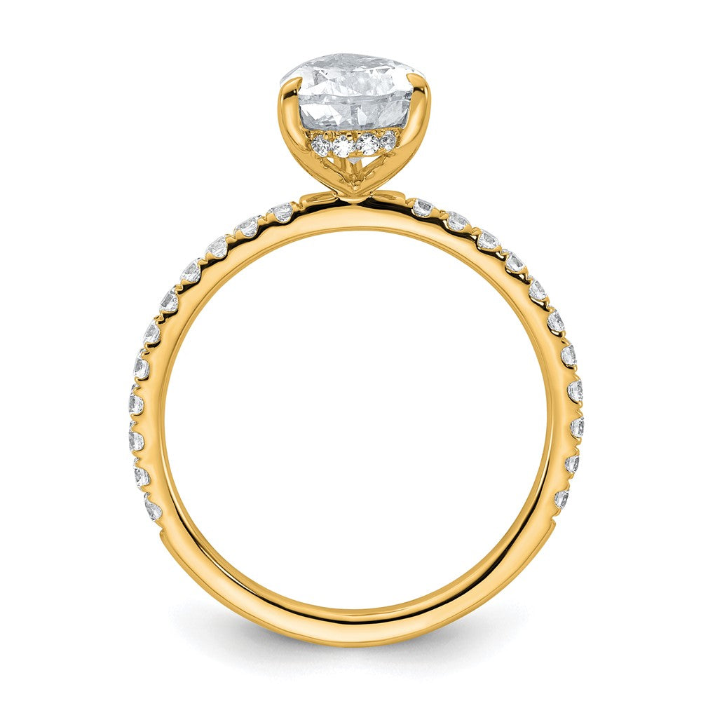 14K Yellow Gold 2 carat Certified Lab Grown Diamond VS/SI+ G+ Pear Complete Solitaire with Flair Engagement Ring