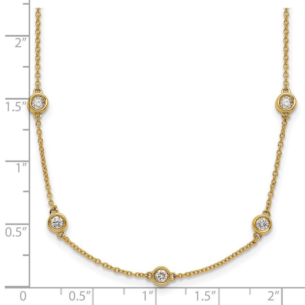14K Yellow Gold Complete 1.3 carat Bezel-set Diamond and Cable Chain 20-Station 20 Inch Necklace