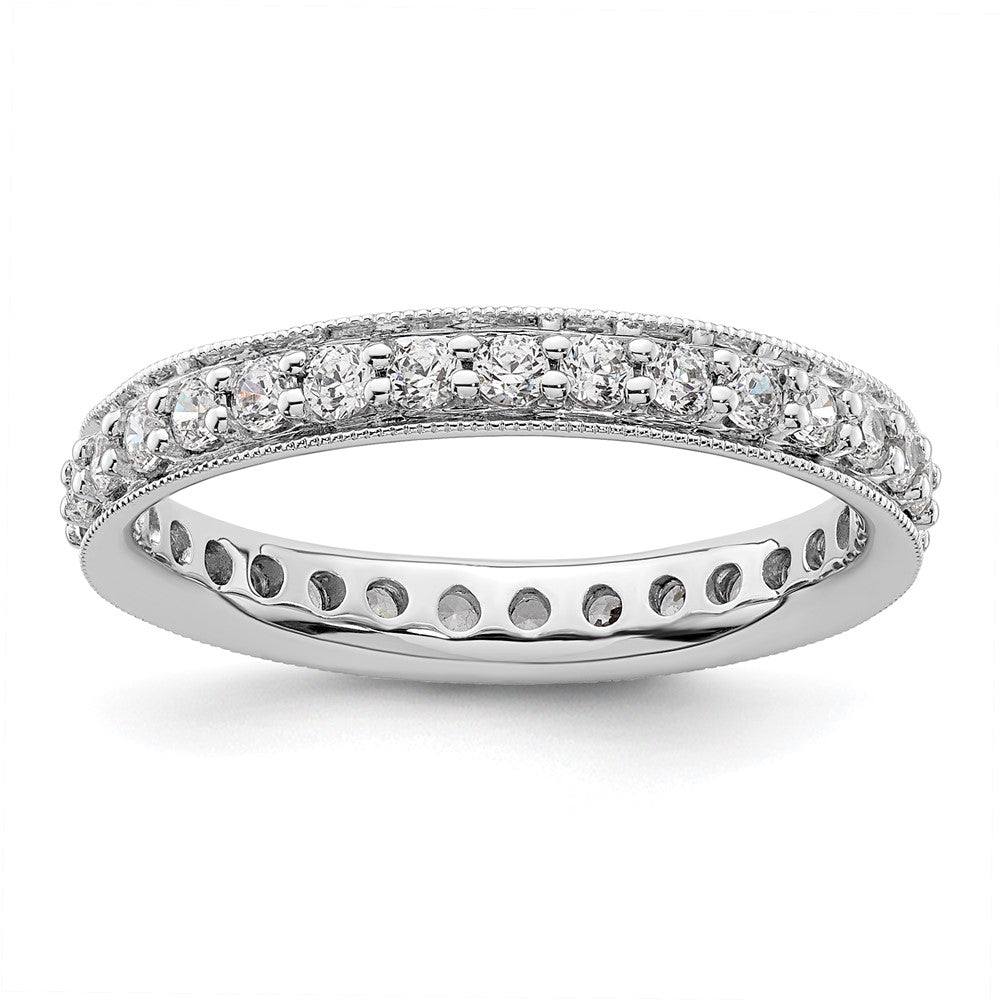 14K White Gold Polished Size 8.5 Vintage 1 carat Diamond Complete Eternity Wedding Band Ring