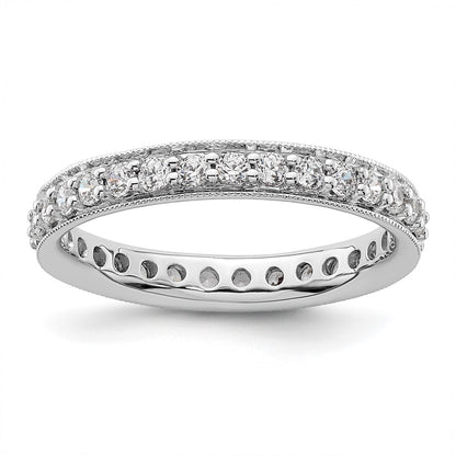 14K White Gold Polished Size 8.5 Vintage 1 carat Diamond Complete Eternity Wedding Band Ring