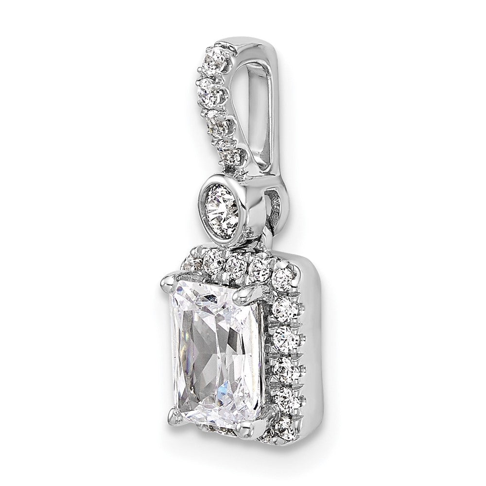 14K White Gold 1 carat Certified Lab Grown Diamond VS+ F+ Radiant Complete Halo Pendant
