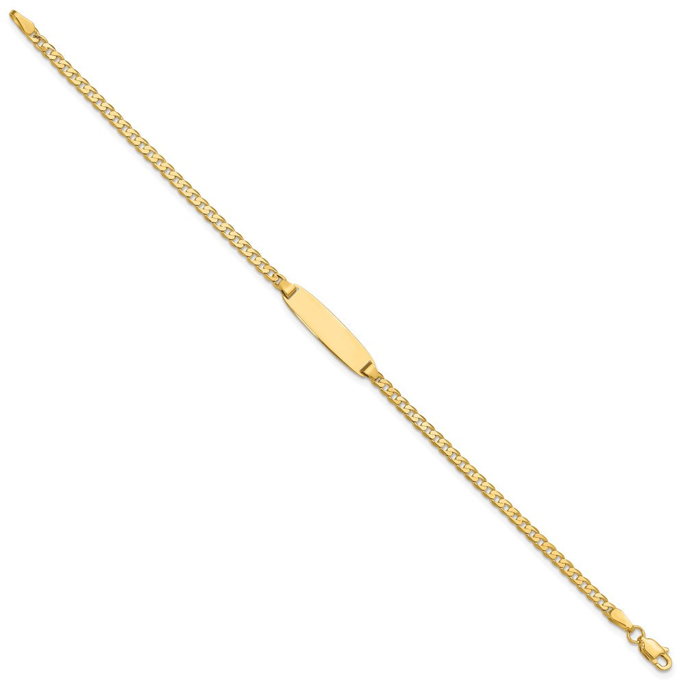 14K Yellow Gold Polished Solid Chain/Solid Plate Curb Link 19.5x5.5mm Plate 8 Inch ID Bracelet