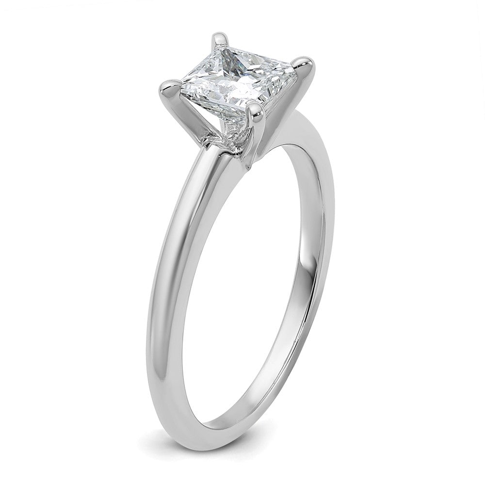 14K White Gold 1 carat Certified Lab Grown Diamond VS+ F+ Princess Complete Solitaire Engagement Ring