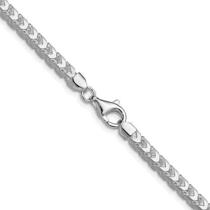 Sterling Silver Rhodium-plated 4.7mm D/C Square Franco 24 Inch Chain