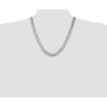 Sterling Silver Rhodium-plated 11mm Curb 22 Inch Chain