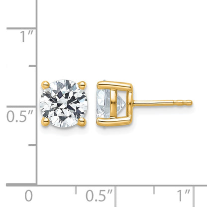 14K Yellow Gold 4 carat Certified Lab Grown Diamond VS/SI+ G+ Round Complete Four Prong Lightweight Stud Earrings