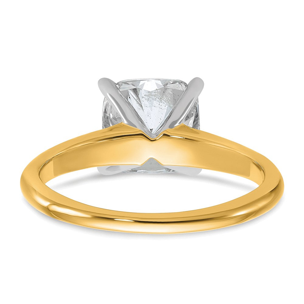 14K Two-Tone Gold Two-tone 2 1/2 carat Certified Lab Grown Diamond VS+ F+ Cushion Complete Solitaire Engagement Ring
