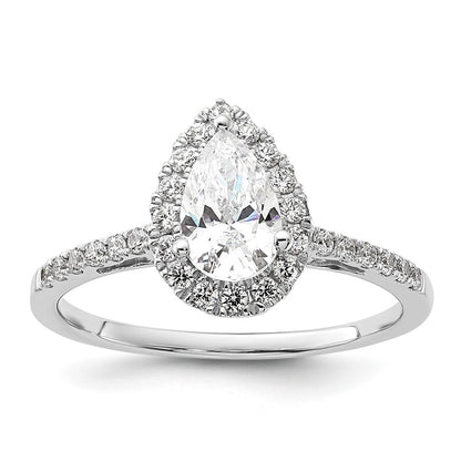 14K White Gold Halo (Holds 1 carat (8x5mm) Pear Center) 1/3 carat Diamond Semi-mount Engagement Ring