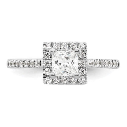 14K White Gold Halo Plus (Holds 1/2 carat (4.5mm) Princess Center) 1/3 carat Diamond Semi-Mount Engagement Ring