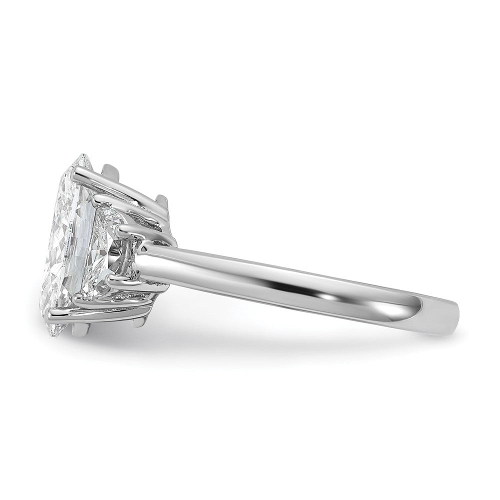 14K White Gold 3 1/8 carat Certified Lab Grown Diamond VS/SI+ G+ Complete Oval and Half Moon Three Stone Engagement Ring