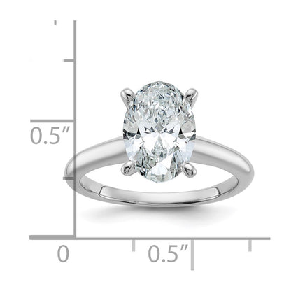 14K White Gold 2 1/2 carat Certified Lab Grown Diamond VS+ F+ Oval Complete Solitaire Engagement Ring