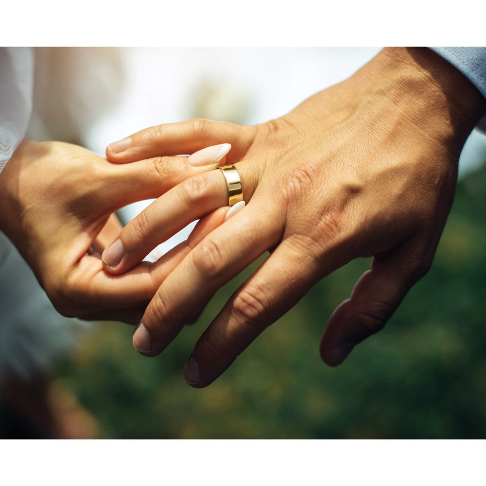 14K Yellow Gold 6.5mm LTW Flat Wedding Band Ring