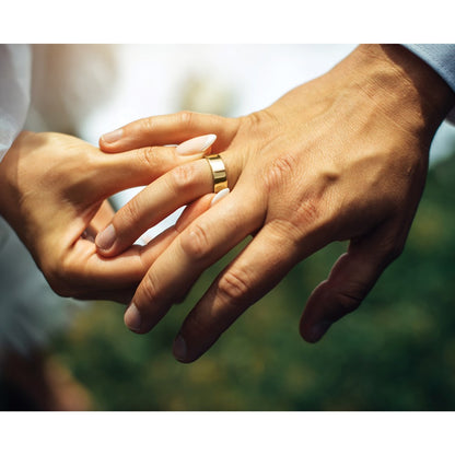 14K Yellow Gold 6.5mm LTW Flat Wedding Band Ring