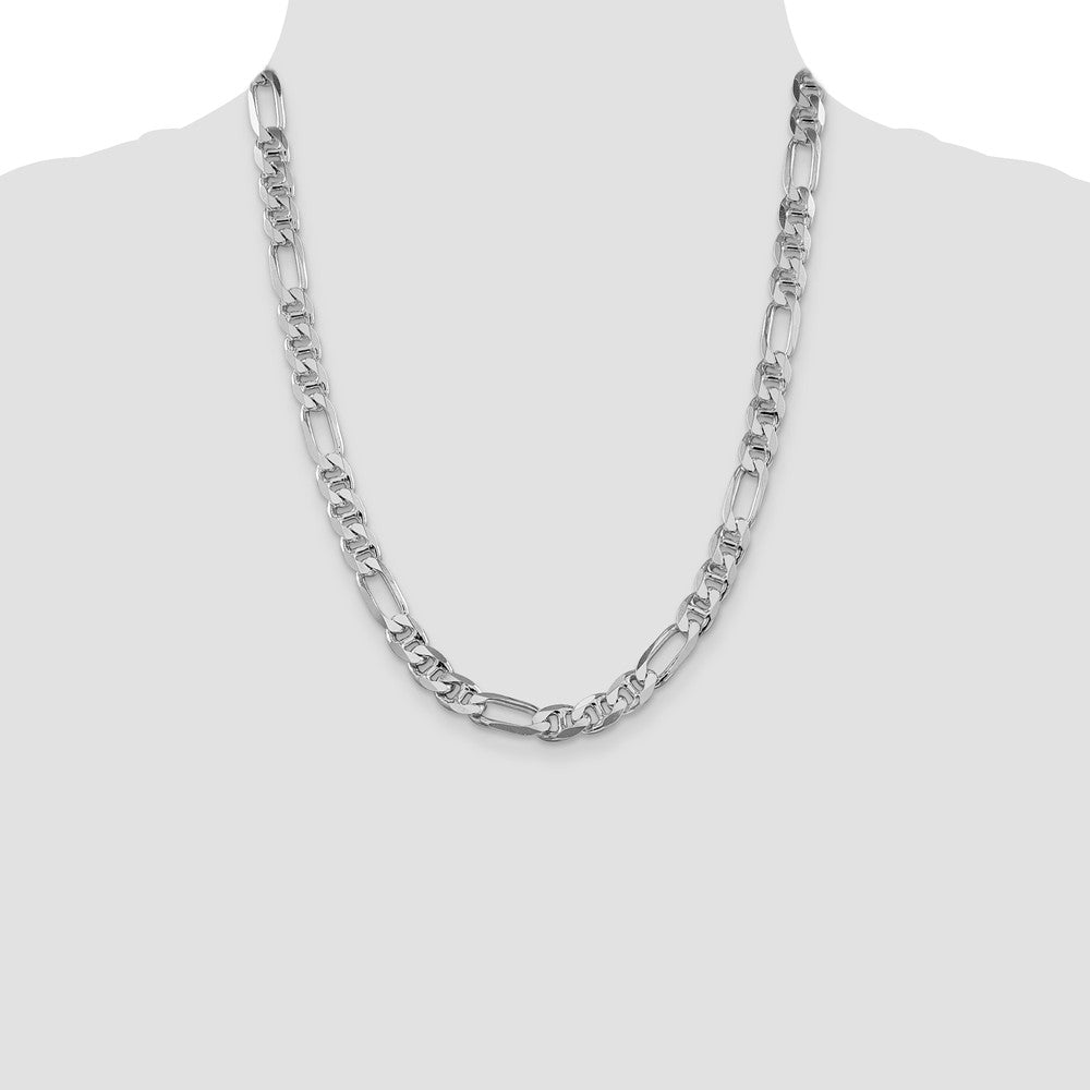 Sterling Silver Rhodium-plated 8.25mm Figaro Anchor 22 Inch Chain