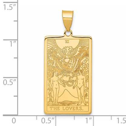 14K Yellow Gold The Lovers Tarot Card Pendant