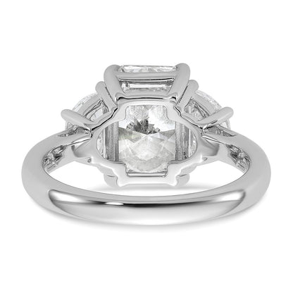 14K White Gold 4 carat Certified Lab Grown Diamond VS/SI+ G+ Radiant and Half Moon Complete Three Stone Engagement Ring