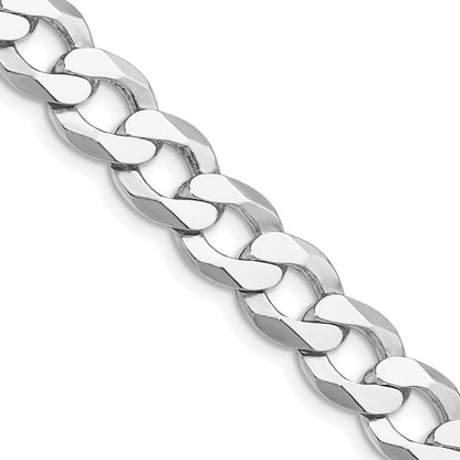 Sterling Silver Rhodium-plated 9.75mm Flat Curb 20 Inch Chain