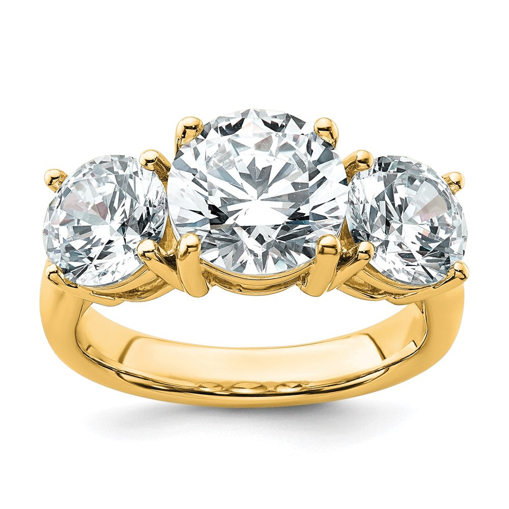 14K Yellow Gold 5 carat Certified Lab Grown Diamond VS+ F+ Three Stone Complete Engagement Ring