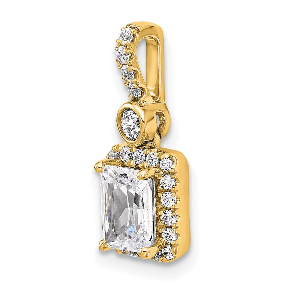 14K Yellow Gold 1 carat Lab Grown Diamond VS/SI+ G+ Radiant Complete Halo Pendant