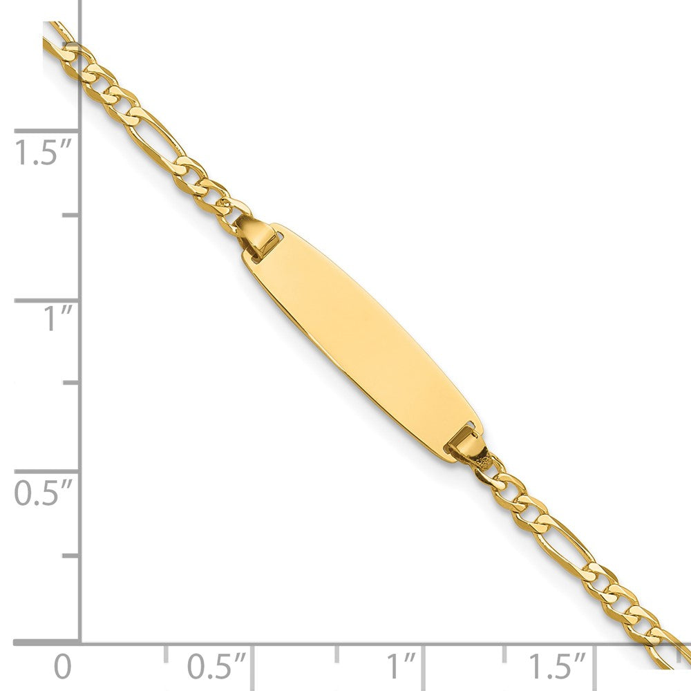 14K Yellow Gold Polished Solid Chain/Solid Plate Figaro Link 19.5x5.5mm Plate 7 Inch ID Bracelet