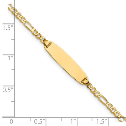 14K Yellow Gold Polished Solid Chain/Solid Plate Figaro Link 19.5x5.5mm Plate 7 Inch ID Bracelet