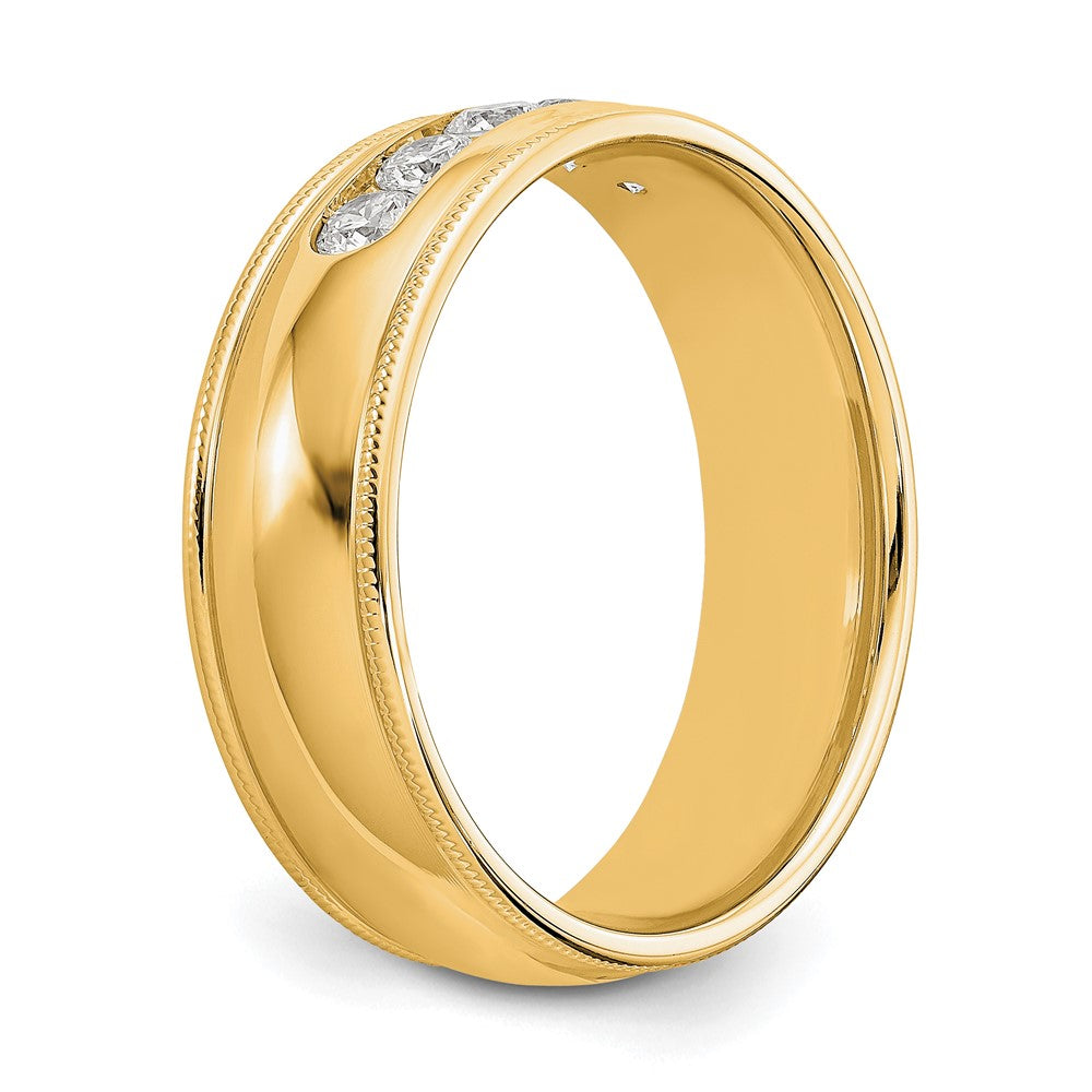 True Origin 14K Yellow Gold Men's 1/2 carat Lab Grown Diamond VS+ F+ Size 10 Complete Miligrain Wedding Band Ring