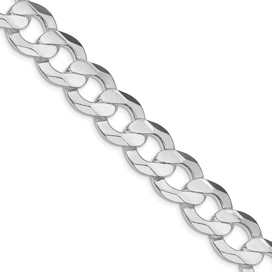 Sterling Silver Rhodium-plated 14.0mm Concave Beveled Curb 24 Inch Chain