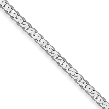14K White Gold 2.2mm Flat Beveled Curb 22 Inch Chain