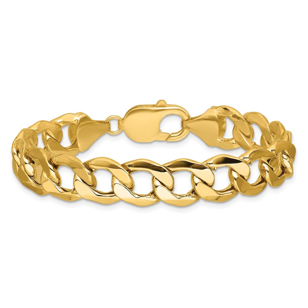 14K Yellow Gold 11.3mm Semi-Solid Curb 7 Inch Chain