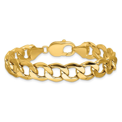 14K Yellow Gold 11.3mm Semi-Solid Curb 7 Inch Chain
