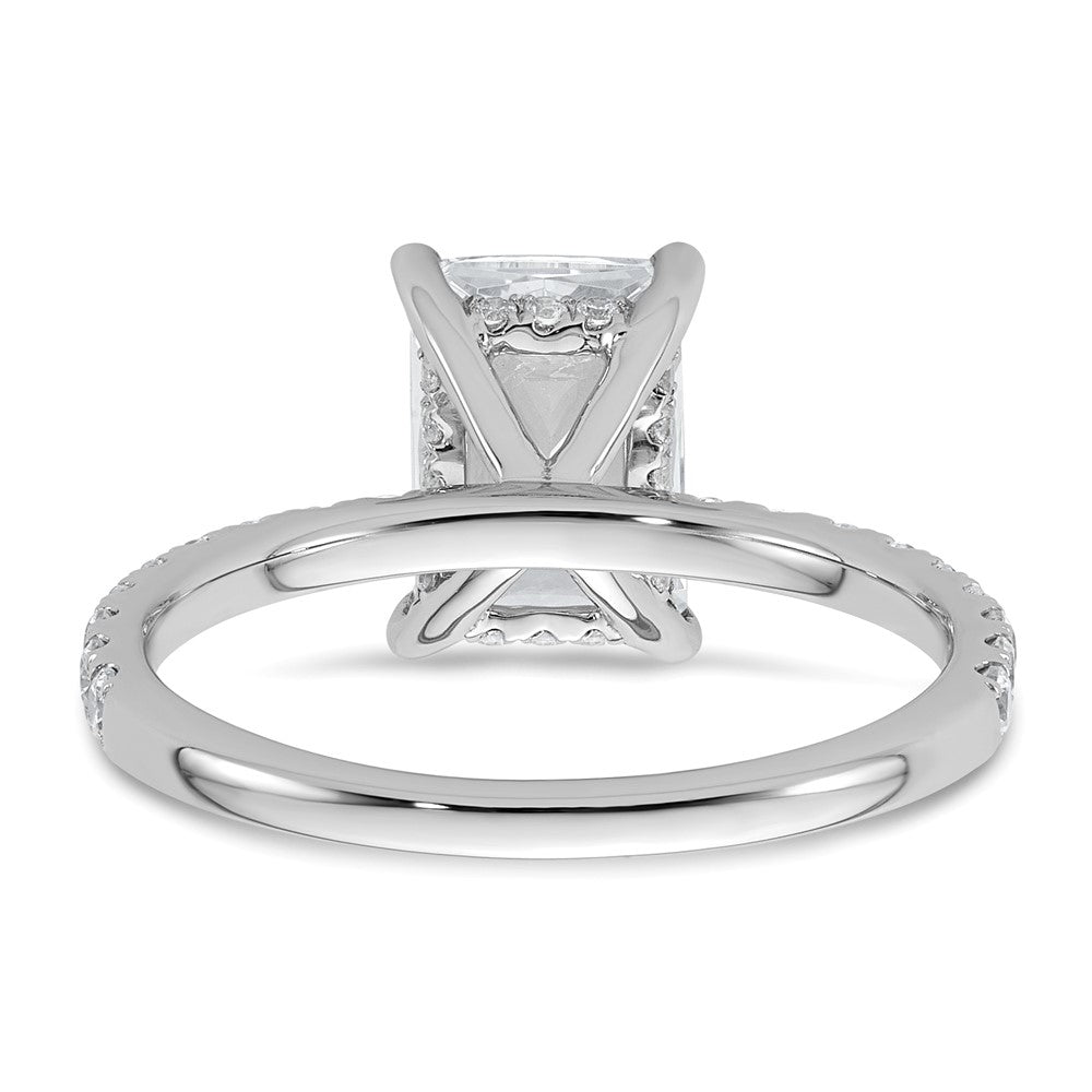 14K White Gold 2 3/8 carat Certified Lab Grown Diamond VS+ F+ Radiant Complete Solitaire with Flair Engagement Ring