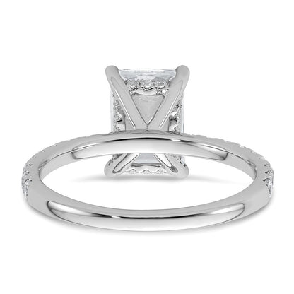 14K White Gold 2 3/8 carat Certified Lab Grown Diamond VS+ F+ Radiant Complete Solitaire with Flair Engagement Ring