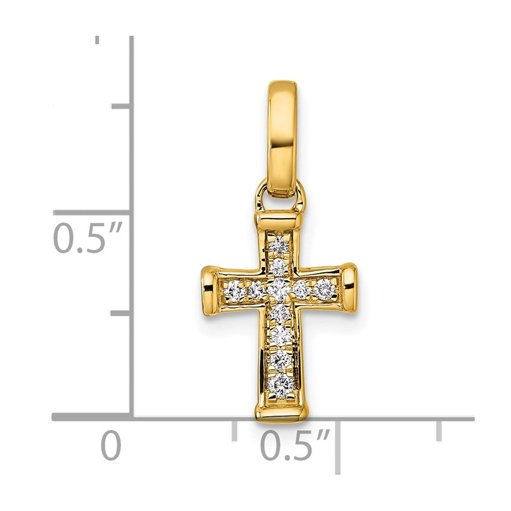 14K Yellow Gold Small 1/10 carat Diamond Latin Cross Pendant