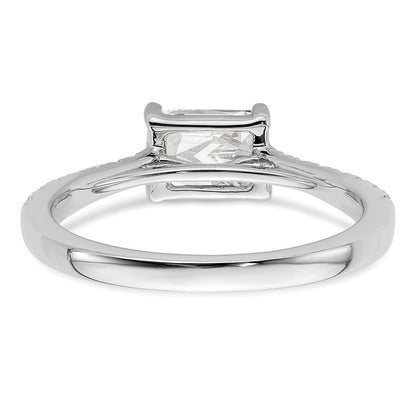 14K White Gold East West (Holds 1 carat (6.9x5.2mm) Emerald-cut Center) 1/4 carat Diamond Semi-Mount Engagement Ring