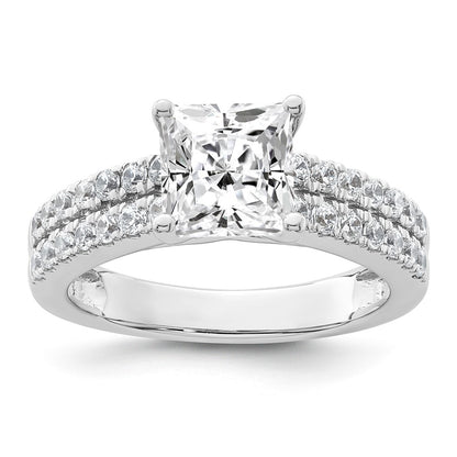 14K White Gold 2 carat Certified Lab Grown Diamond VS/SI+ G+ Princess Complete Engagement Ring