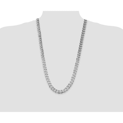 Sterling Silver Rhodium-plated 11mm Curb 28 Inch Chain