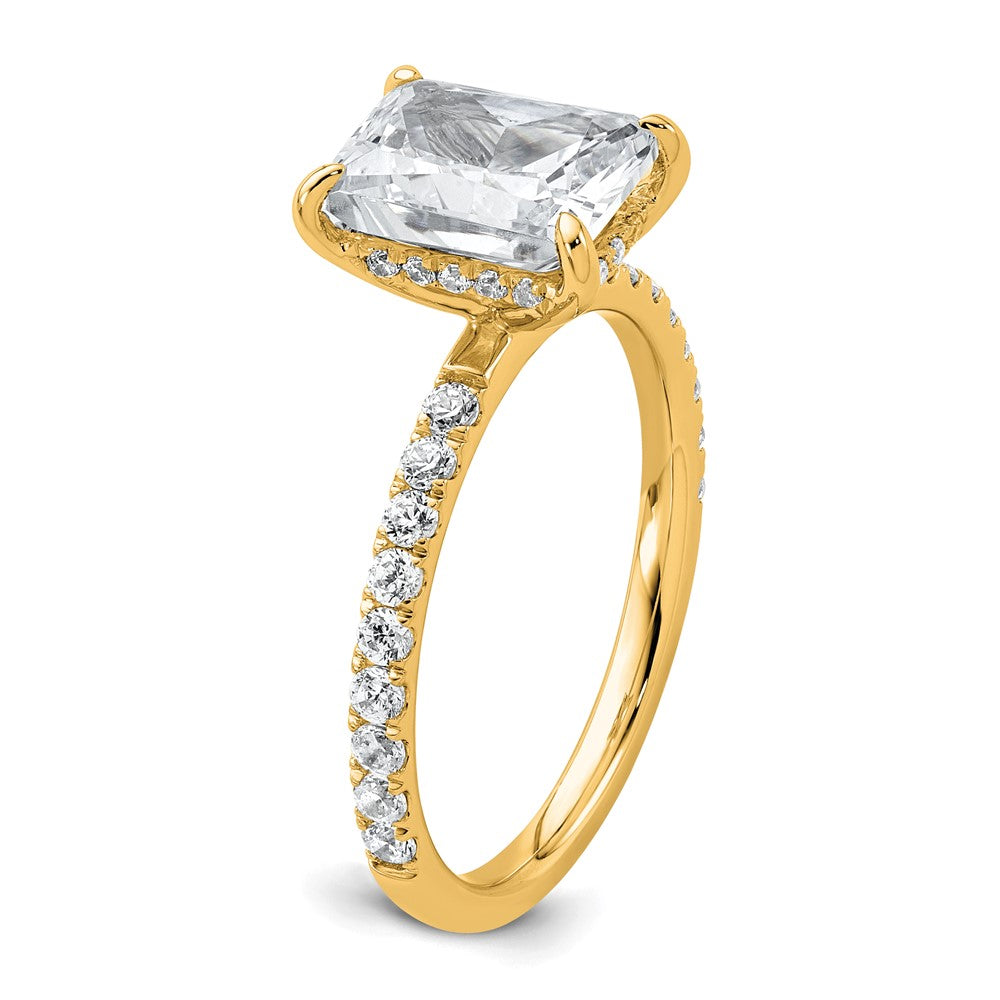 14K Yellow Gold 2 3/8 carat Certified Lab Grown Diamond VS+ F+ Radiant Complete Solitaire with Flair Engagement Ring