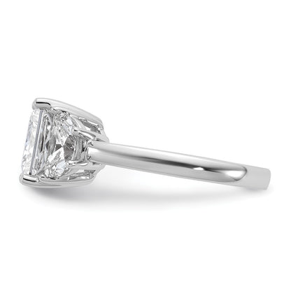 14K White Gold 4 carat Certified Lab Grown Diamond VS/SI+ G+ Princess and Half Moon Complete Three Stone Engagement Ring