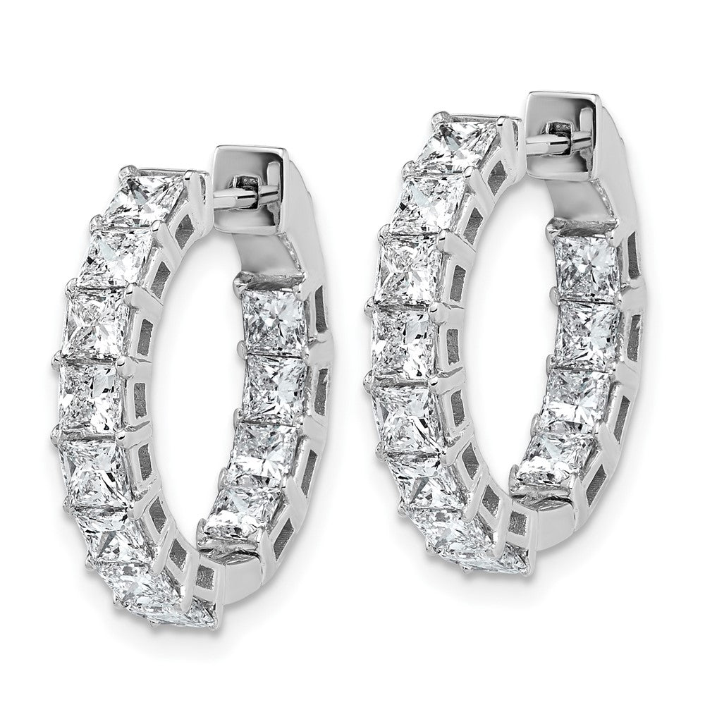 14K White Gold 4 carat Lab Grown Diamond VS/SI+ G+ Princess Complete In and Out Hoop Earrings