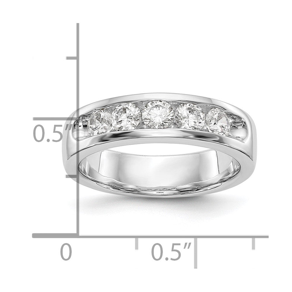 14K White Gold 5-Stone Diamond Channel Wedding Band Ring