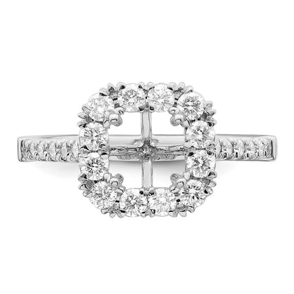 14K White Gold Halo (Holds 1.5 carat (6.25mm) Asscher-cut Center) 3/4 carat Diamond Semi-mount Engagement Ring