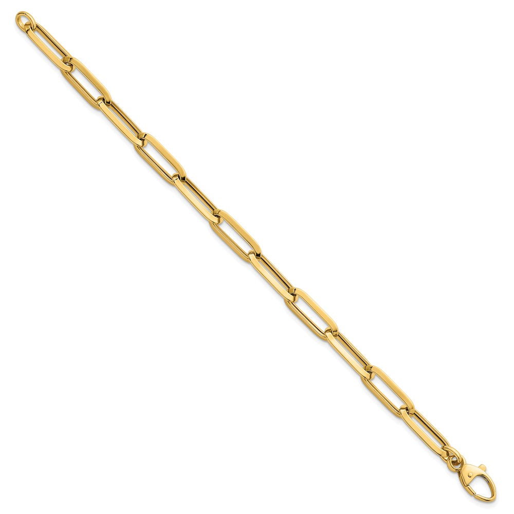 14K Yellow Gold Polished 7mm Paperclip Link Chain 7.5 Inch Bracelet
