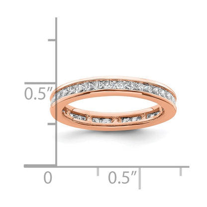 14K Rose Gold Polished Size 5.5 Channel-set 1 carat Princess Diamond Complete Eternity Wedding Band Ring