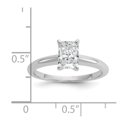 14K White Gold 1 carat Lab Grown Diamond VS+ F+ Radiant Solitaire Complete Engagement Ring
