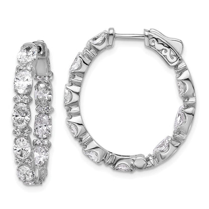 14K White Gold 5 carat Lab Grown Diamond VS+ F+ Oval and Round Complete In and Out Hoop Earrings